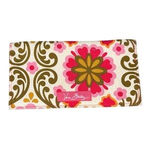 Vera Bradley Checkbook Cover Folkloric Pink/Orange/Green EUC
